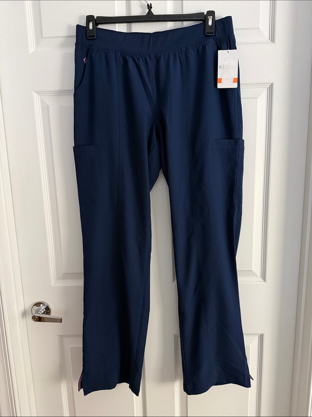 Medcouture energy straight leg navy blue scrub pants. Large tall